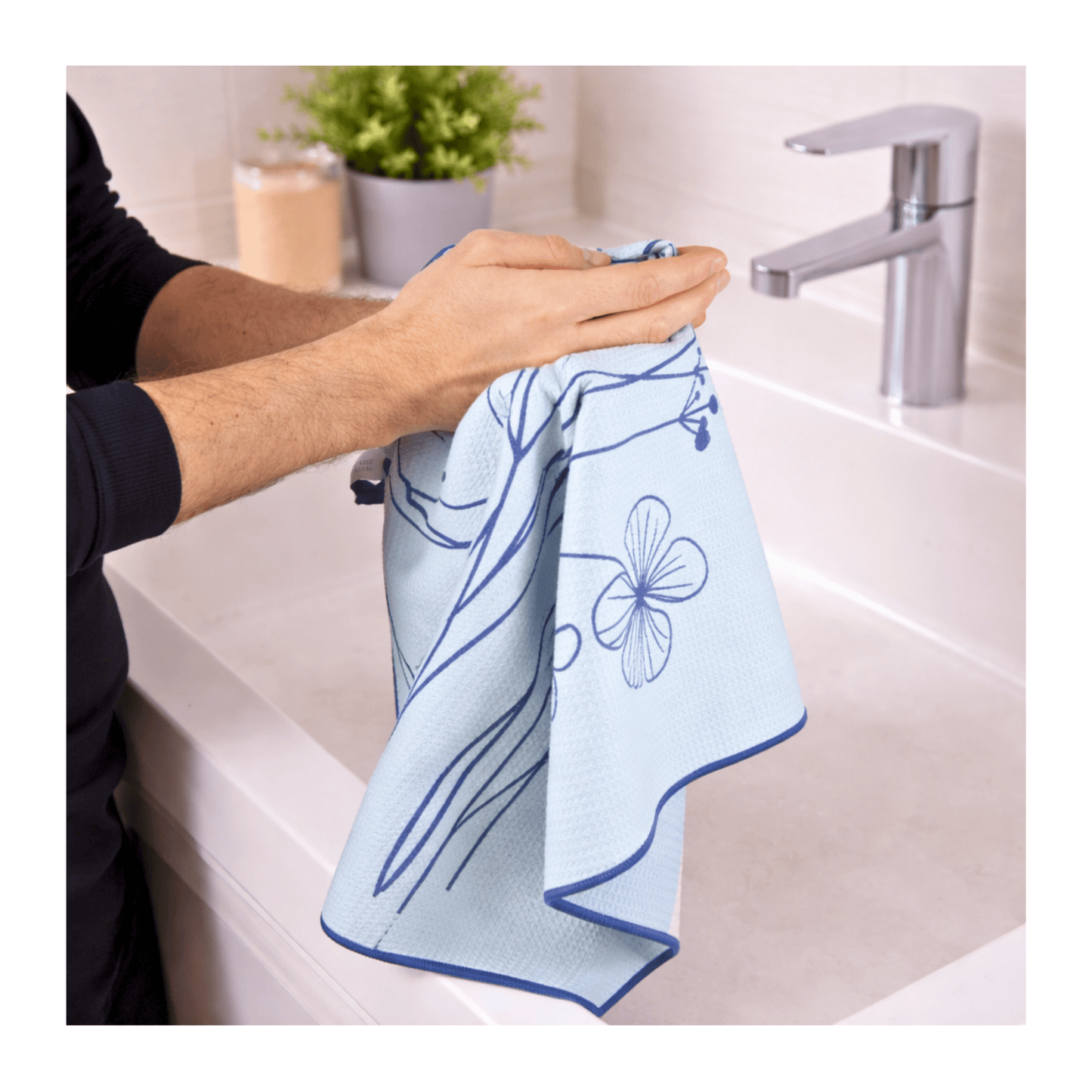 Serviette à mains en microfibre gaufrée | Florale - Atelier Lulu