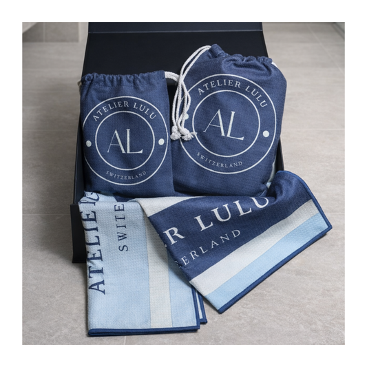 Coffret serviettes à mains | Bleu Foncé & Florale