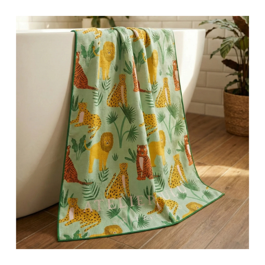 Serviette de bain en microfibre gaufrée | Jungle