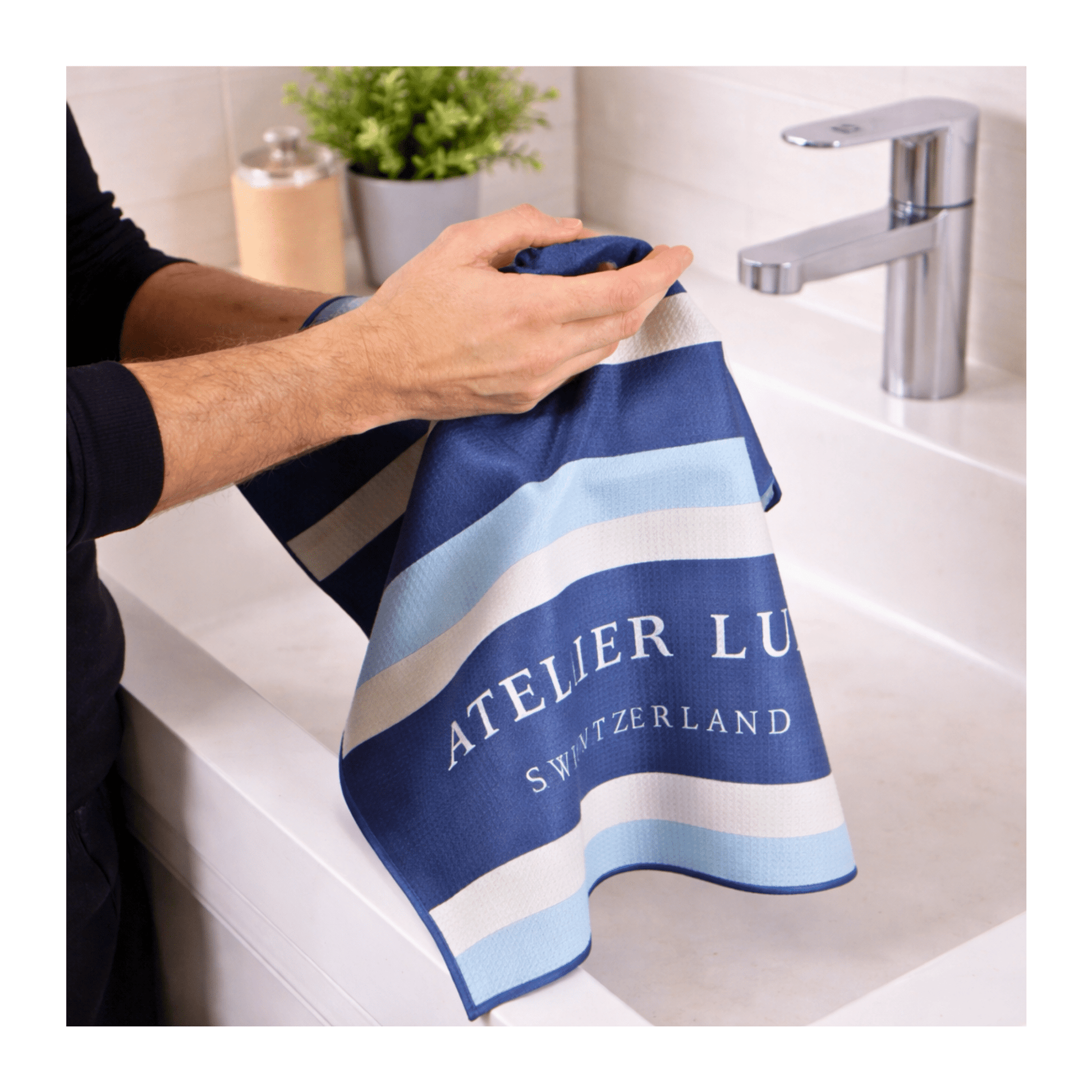 Serviette à mains en microfibre gaufrée | Bleu Foncé - Atelier Lulu
