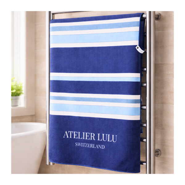 Serviette de bain en microfibre gaufrée | Bleu Foncé