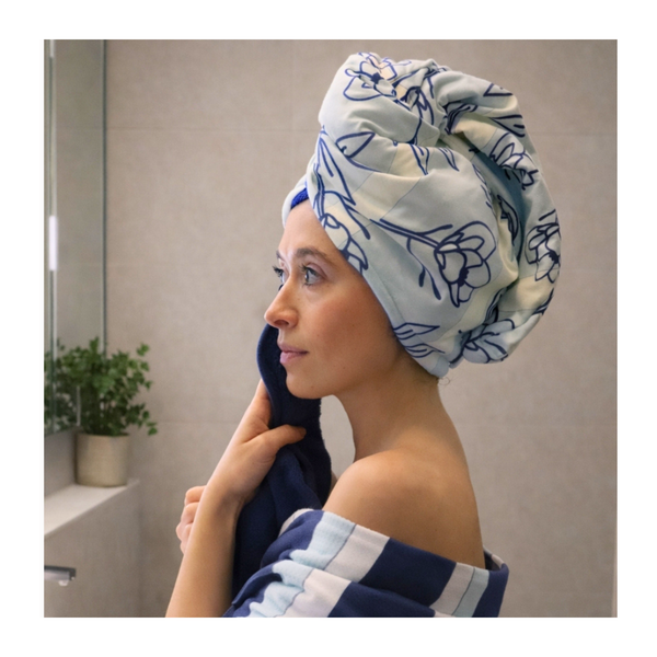 Serviette pour cheveux en microfibre | Florale